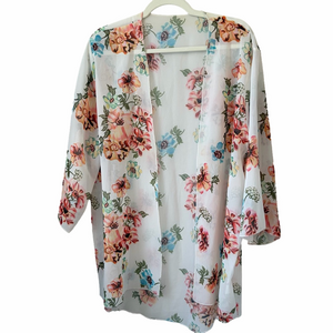 Women’s XL Floral Sheer Kimono Cardigan Summer Beachwear Resort Wear Coverup